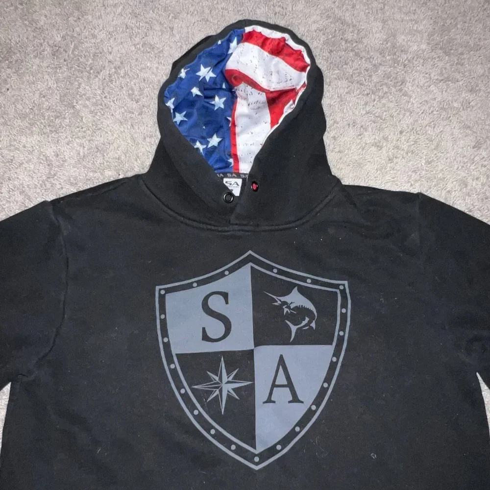 Soul of Adventure Men's Classic Hoodie American Flag Shield Large SA Fishing - Picture 3 of 7